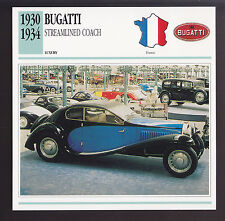 1930-1934 Bugatti Streamlined Coach Car Spec Sheet Photo Info CARD 1931 1932 33 picture