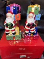 Christopher Radko Seasons Seating CandleHolder Pair Santas Gifts NEW W/ FLAW picture