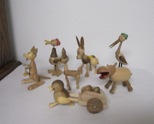 LOT 0F 7 VTG EUROPEAN GOULA LIKE ASSORTED WOODEN ANIMALS MCM 1970’S 2 ¼” TO 4 ½” picture