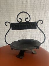 Vintage German Pub Stammtisch Table Ashtray and Stand MCM Curved Black Metal picture