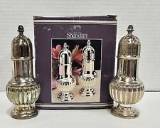 Vtg Sheridan Silverplated Salt And Pepper Shakers Complete With Plugs 4.75