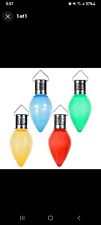 Set of 4 Holiday Style Solar-Powered Hanging Christmas Bulbs, 6.50 in.  picture