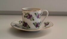 Vintage Fleur-Ever Japan Demitasse Tea Cup & Saucer Purple Violets E-1395 picture