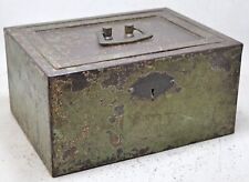 Antique Iron Metal Heavy Safe Lock Box Original Old Hand Crafted picture