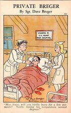 Vtg Private Breger WWII WW2 Unposted Linen Postcard Pretty Nurse Humor 1F02 picture