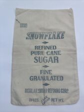 Vintage Snowflake Refined Pure Cane Sugar Fine Granulated 10 LBS. Cloth Bag picture