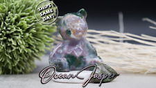 Adorable Ocean Jasper Crystal Teddy Bear Pocket Size Holding Ocean Water Energy picture