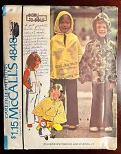VTG 1975 McCalls #4848 Childs Raincoat Poncho & Overalls Size 6 Cut Complete picture
