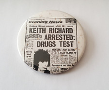 KEITH RICHARDS Rolling Stones Pinback Vintage 1977 Large  2.5