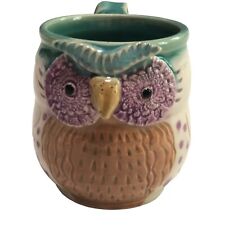 Owl Mug Handcrafted Pottery Textured Coffee Tea Artisan 12oz Ceramic Signed picture