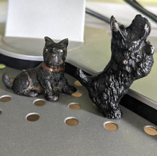 2 Antique Miniature Scottish Terrier Scottie Dogs- Cast Iron - Dollhouse size picture