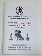 UDC United Daughters of the Confederacy 2016 Greensboro North Carolina Program picture