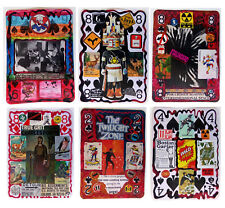6 PIECE SET: Handmade Original Art On 8x11 Giant Poker Playing Card ODD RARE LOT picture