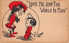 1909 Comic PC of Boy On Knees Before Girl - Love Me And The World Is Mine picture