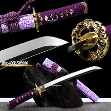 21'' Elegant Purple Japanese Samurai Tanto Knife Sword T10 Steel Specular Blade picture
