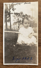 1923 Baby Toddler Infant Child Playing Learning Outdoors Grass Real Photo P10x1 picture