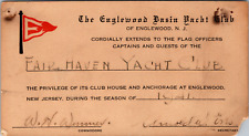 Vintage 1941 Englewood Basin Yacht Club Privilege Card for Fair Haven New Jersey picture