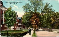 C.1910s Belleville IL South Charles Street View Unused Illinois Postcard A131 picture