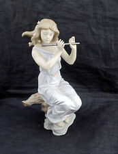 LLadro 6578 Graceful Tune Girl w/Flute Porcelain Figurine 14.25