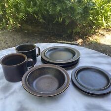 Arabia Ruska Brown Miscellaneous Lot Mugs Plate Bowl 8 ￼ Pieces picture