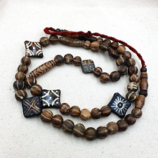 South East Asian Old PUMTEK BEADS Necklace Palmwood Great Patterns picture