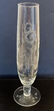 Vintage Etched Crystal Glass Footed Floral Flower Bud Vase 9 1/8 inch picture