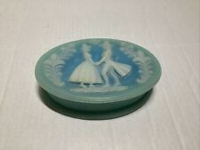 Vintage Blue Cameo Top Trinket Box, Oval, 7 In Long, 4.5 Wide, 2 In Ta picture