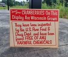 Vintage OCEAN SPRAY Wisconsin Cranberries Cardstock Advertisement Sign Old RARE picture