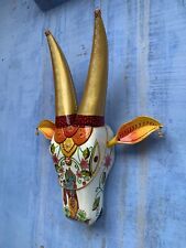 Wall Art Decor, wall hanging, Krishna Hand Painting Nandi Cow Head  - 24 inch. picture