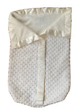 Vintage Baby Bunting Wrap Fleece Satin Trim Ivory Zip Front Knit Baptism Unisex picture