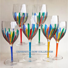 RAVENNA WINE GLASSES - SET OF SIX - HAND PAINTED VENETIAN GLASSWARE picture