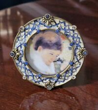 RARE RETIRED JAY STRONGWATER AGATHA BLUE DELFT GARDEN CRYSTAL STONE ENAMEL FRAME picture