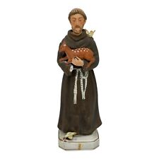 Vintage Lefton Saint Francis Of Assisi W/Deer & Dove Holy Figurine  8” Tall picture