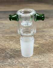 18mm Clear Male Glass Bowl piece built in ashcatcher green thumb nubs picture