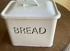 Farmhouse Style Enamelware Bread Box With Lid and Two Handles picture
