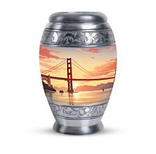 Gate Bridge At Sunrise (10 Inch) Engraved Custom Personalized Burial Funeral Urn picture