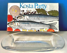 MCM KOSTA PARTY EMBOSSED ARINA GLASS FISH DISH IN ORIGINAL MFR BOX-LOOKS UNUSED picture
