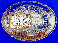 80's Lee Wesley trophy belt buckle CASA Grande Rodeo Club President Award AHSA  picture