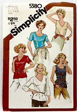 1981 Simplicity Sewing Pattern 5380 Womens Pullover Tops 5 Styles Sz 18-20 12187 picture