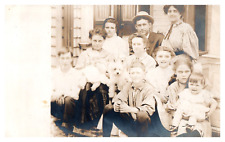 Vintage Real Photo Post Card Family photo on porch with dog 1909 UP picture