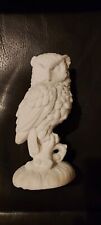 Vintage A. Santini Barn Owl Statuette Made In Italy White Faux Alabaster 5.5