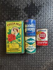 Vintage Antique Advertising Tins Lot 4 Figlia Mia Olive Oil Maxwell House Coffee picture