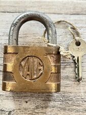 Vintage Old Yale Brass Padlock With Key picture