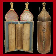 Rare Antique Torah Bible Scroll On Deer Parchment 150 yrs old from india. picture