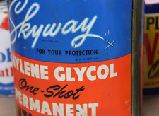 GRAPHIC ~VERY NICE~1950s era SKYWAY ANTI FREEZE Old Dallas Petroleum Tin Oil Can picture