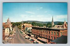 St Johnsbury VT-Vermont, Aerial Of Main Street, Antique, Vintage Postcard picture