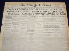1918 JUNE 23 NEW YORK TIMES - ITALIAN PREMIER DECLARES BATTLE IS WON - NT 9097 picture