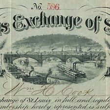 Vintage 1882 Merchants Exchange of St. Louis Certificate of Membership #596 picture