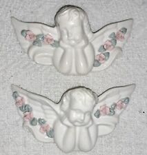 Pair Of  Vintage Porcelain Angels With Capodimonte Flowers Great Cond.  picture
