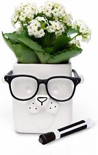 Novelty Puppy Planter Ceramic White Pot by 30 Watt Customizable 4.33x4.33x5in picture